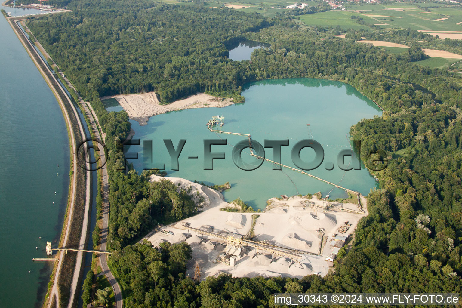 Gravel works in the district Diersheim in Rheinau in the state Baden-Wuerttemberg, Germany