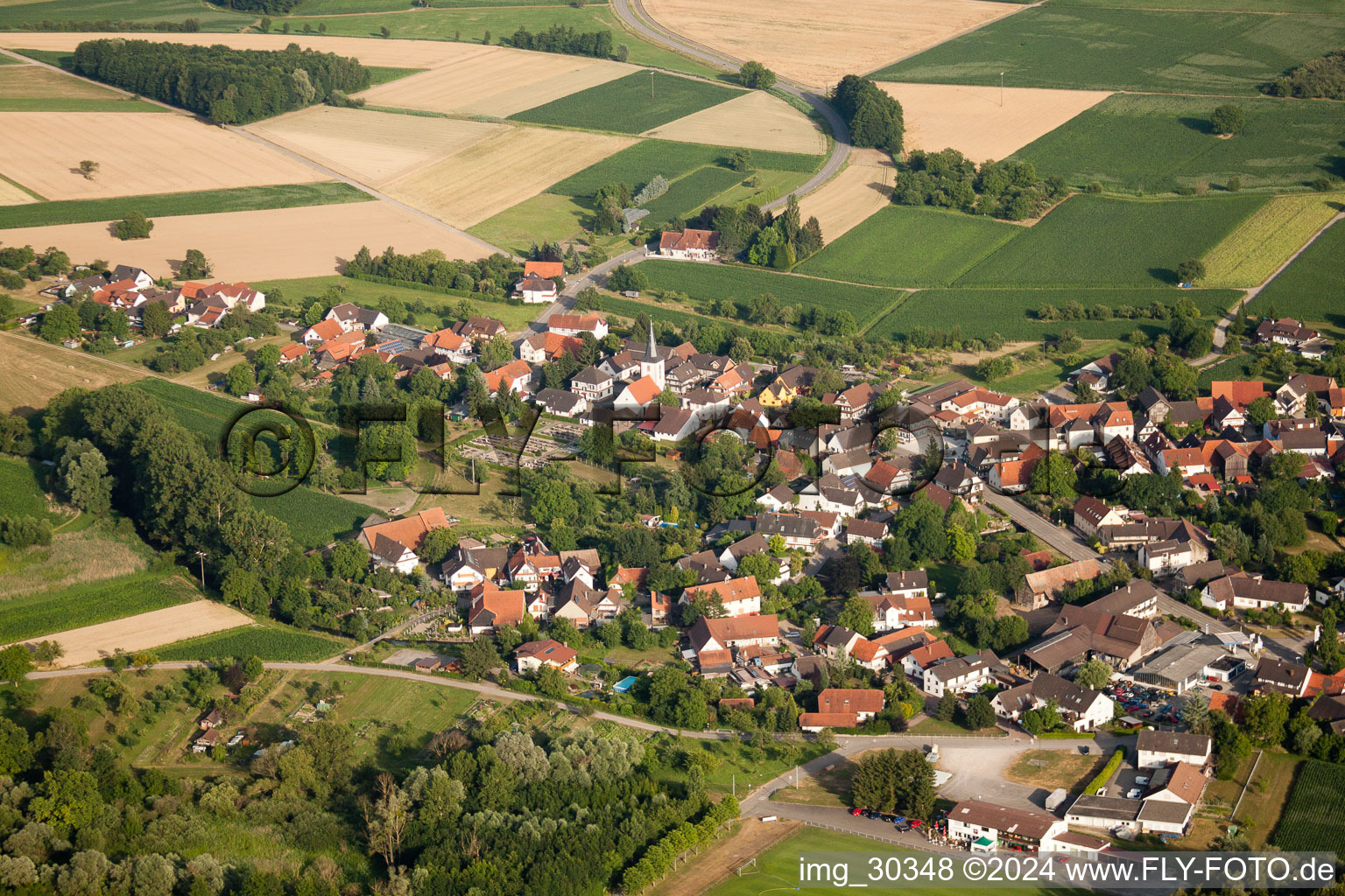 District Diersheim in Rheinau in the state Baden-Wuerttemberg, Germany seen from above