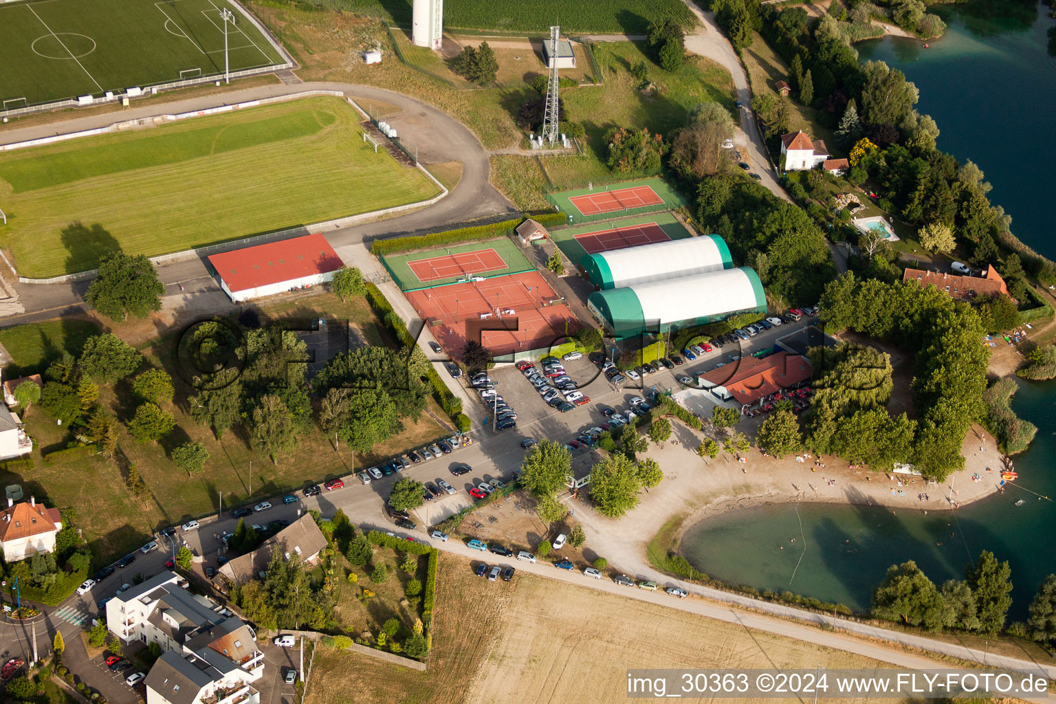 Gambsheim in the state Bas-Rhin, France viewn from the air