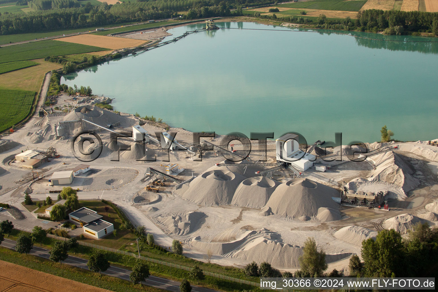 Gravel works in Gambsheim in the state Bas-Rhin, France