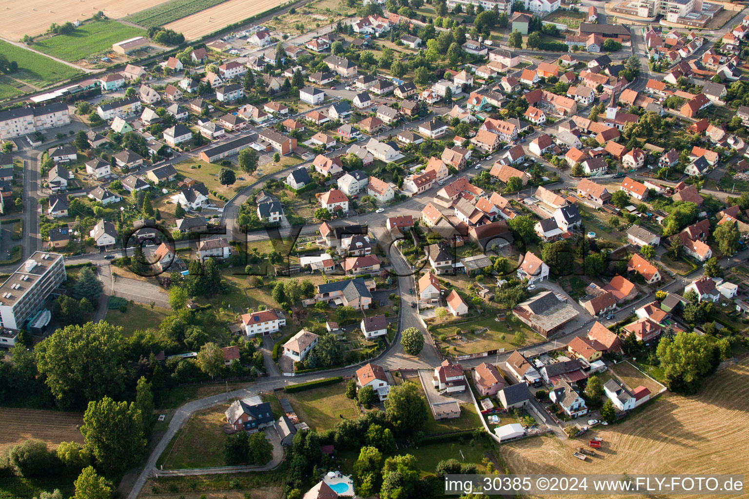 Bischwiller in the state Bas-Rhin, France from the drone perspective