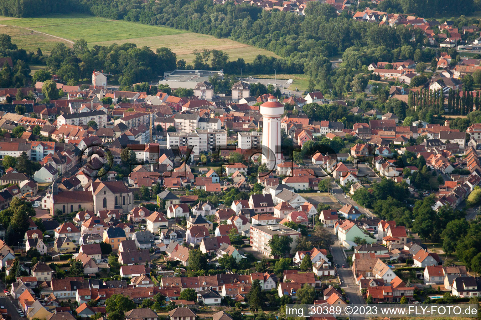 Aerial photograpy of Bischwiller in the state Bas-Rhin, France