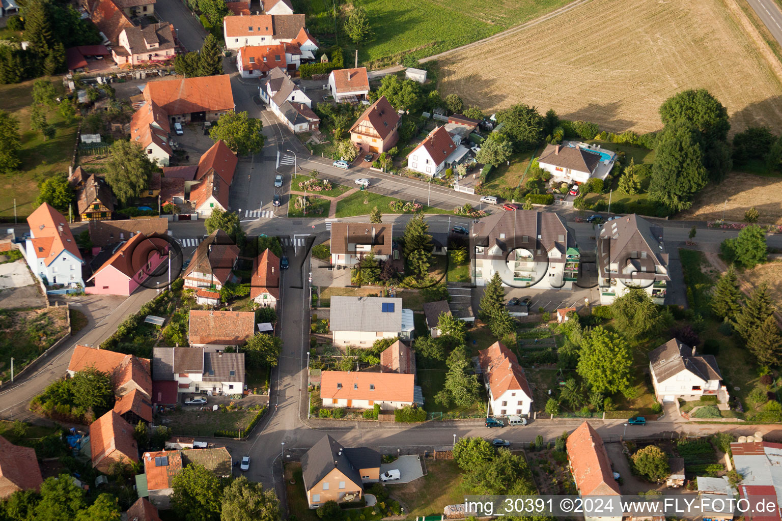 Bischwiller in the state Bas-Rhin, France from above