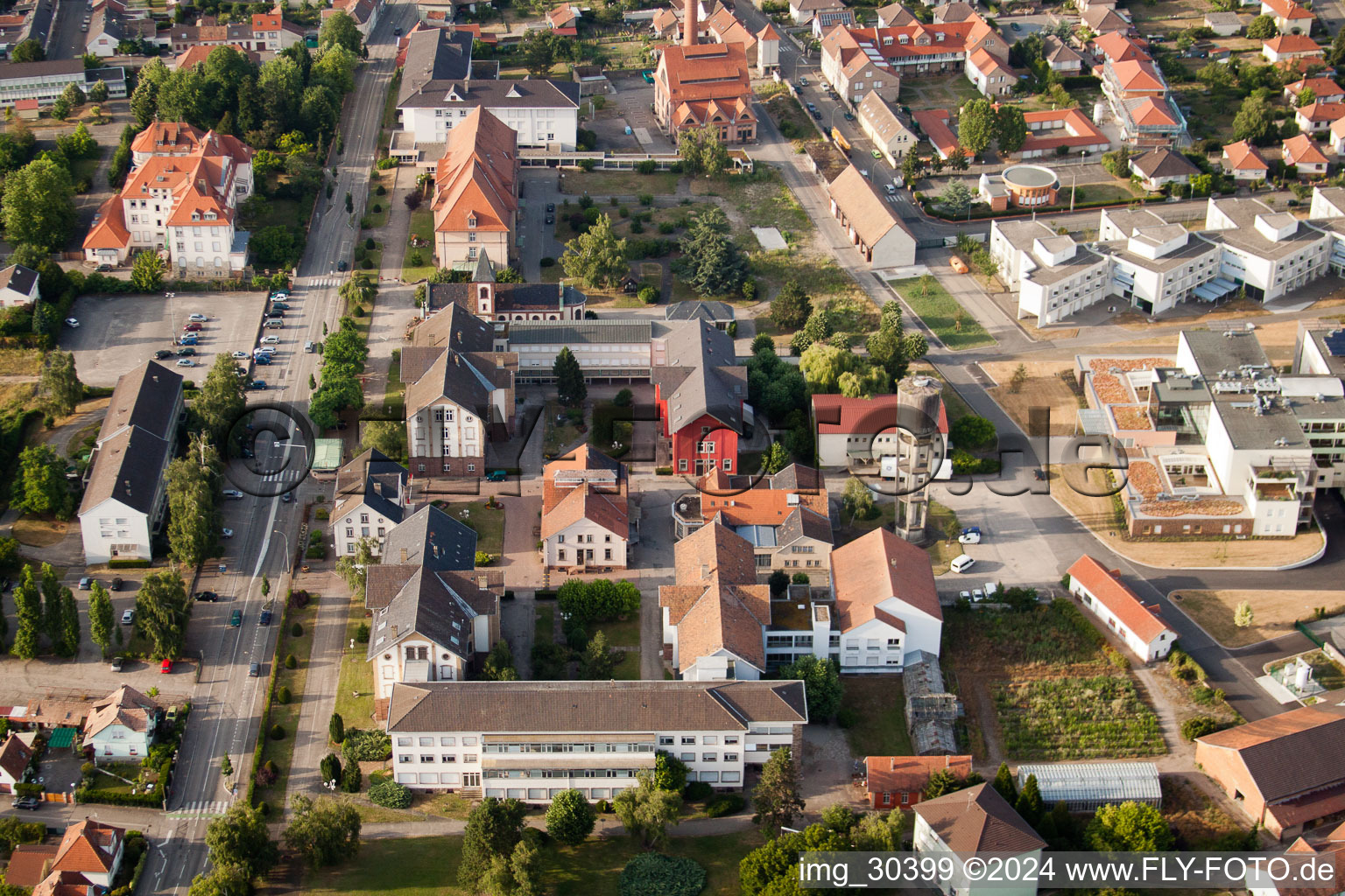 Bischwiller in the state Bas-Rhin, France from the drone perspective