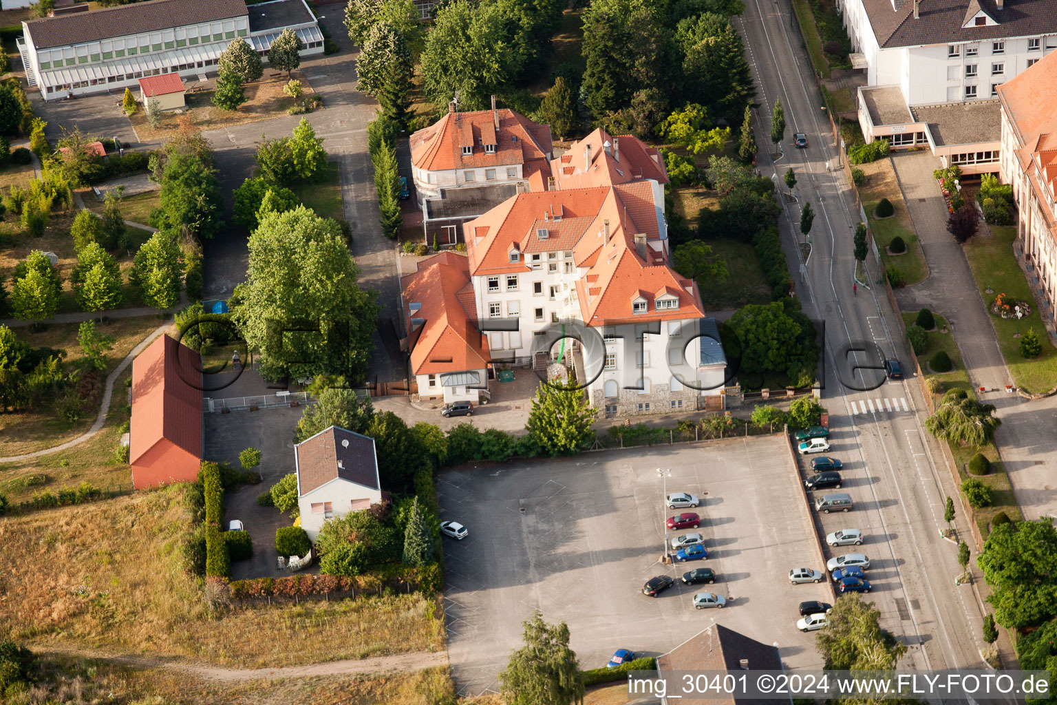 Bischwiller in the state Bas-Rhin, France seen from a drone