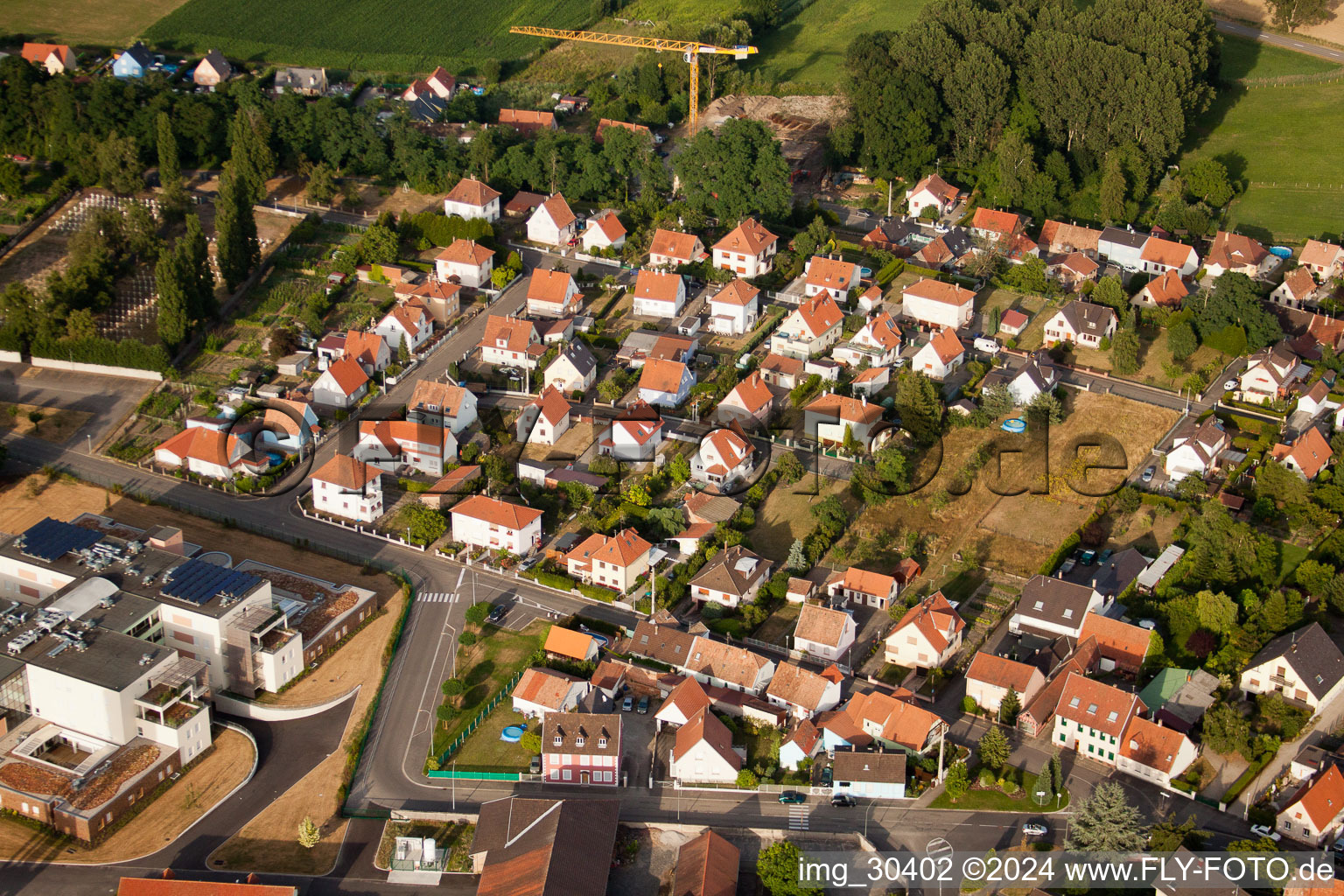 Aerial view of Bischwiller in the state Bas-Rhin, France