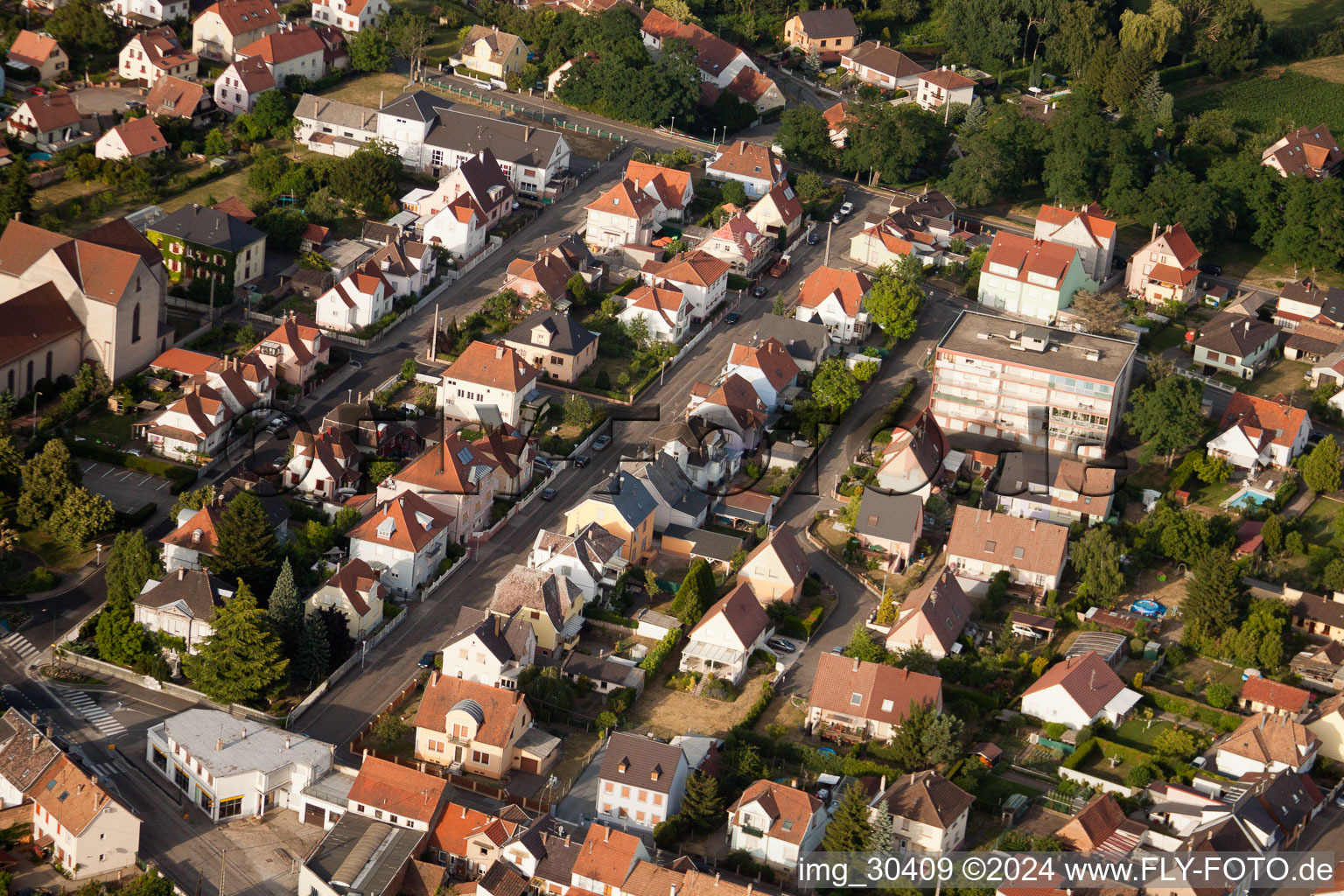 Bird's eye view of Bischwiller in the state Bas-Rhin, France