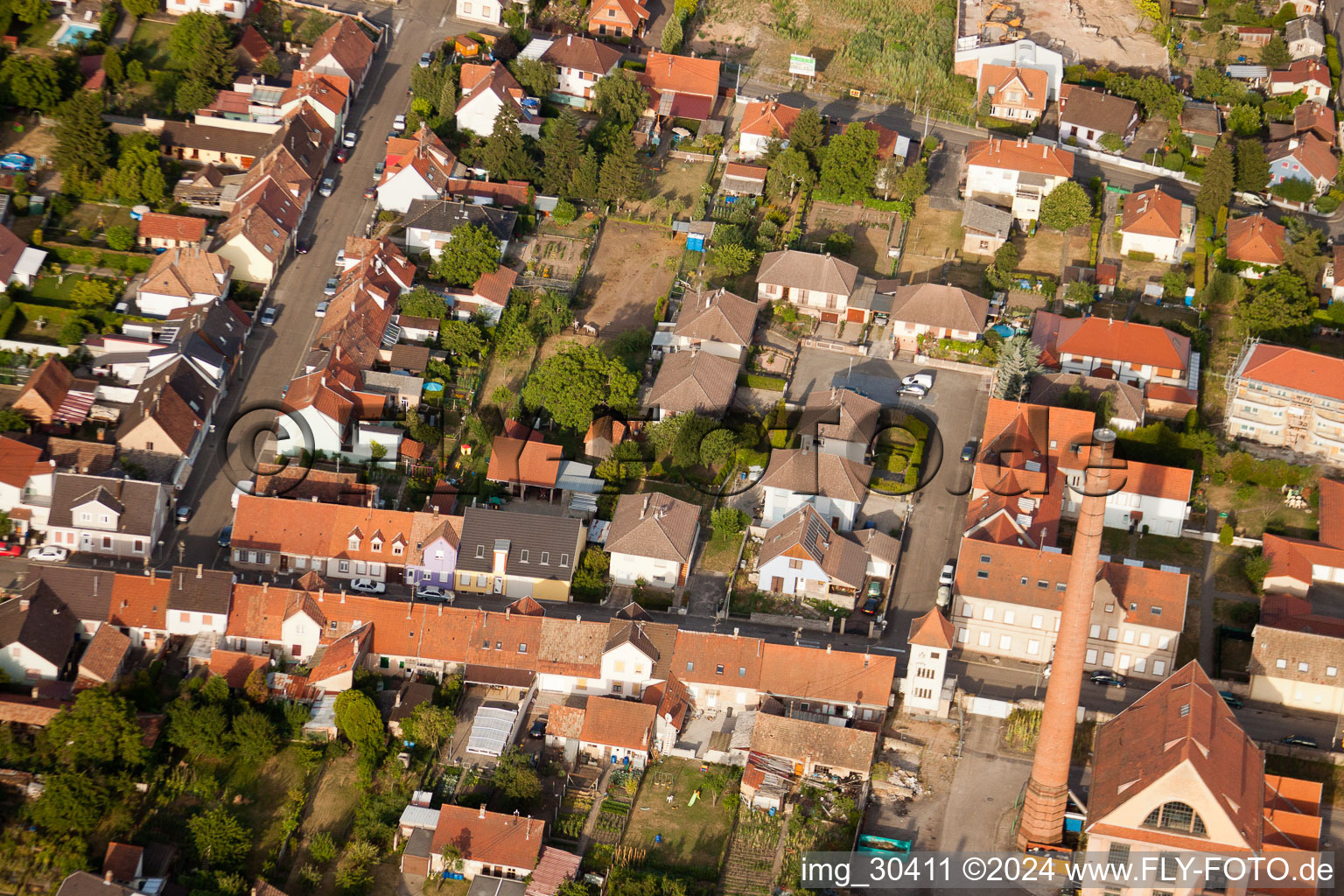 Drone recording of Bischwiller in the state Bas-Rhin, France