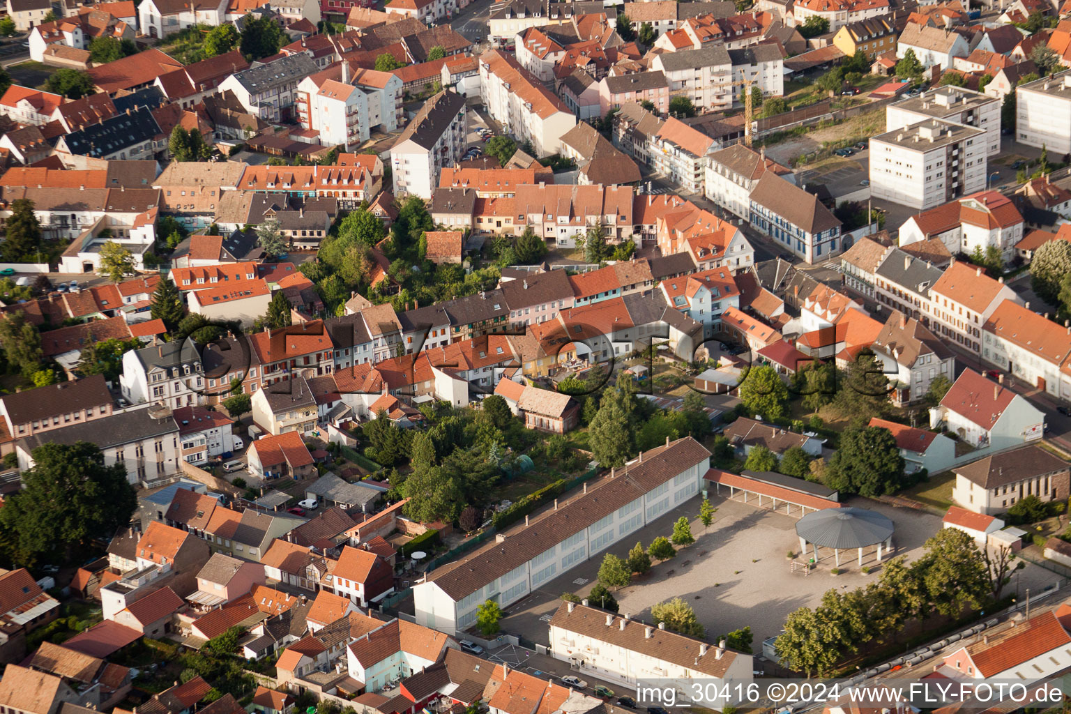 Aerial view of Bischwiller in the state Bas-Rhin, France