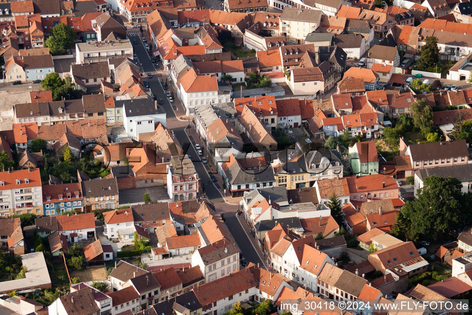 Oblique view of Bischwiller in the state Bas-Rhin, France