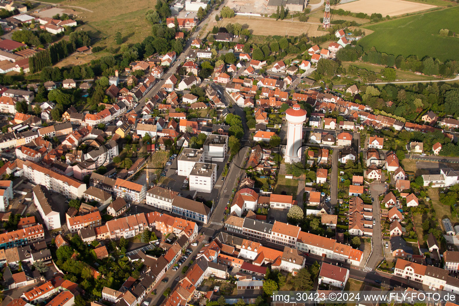 Bischwiller in the state Bas-Rhin, France from the plane