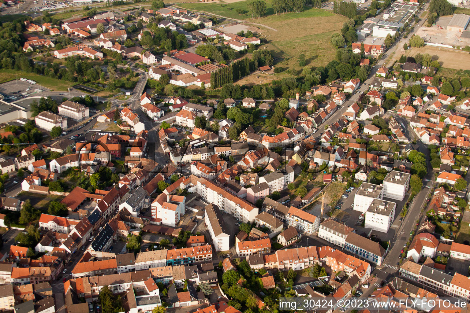 Bird's eye view of Bischwiller in the state Bas-Rhin, France