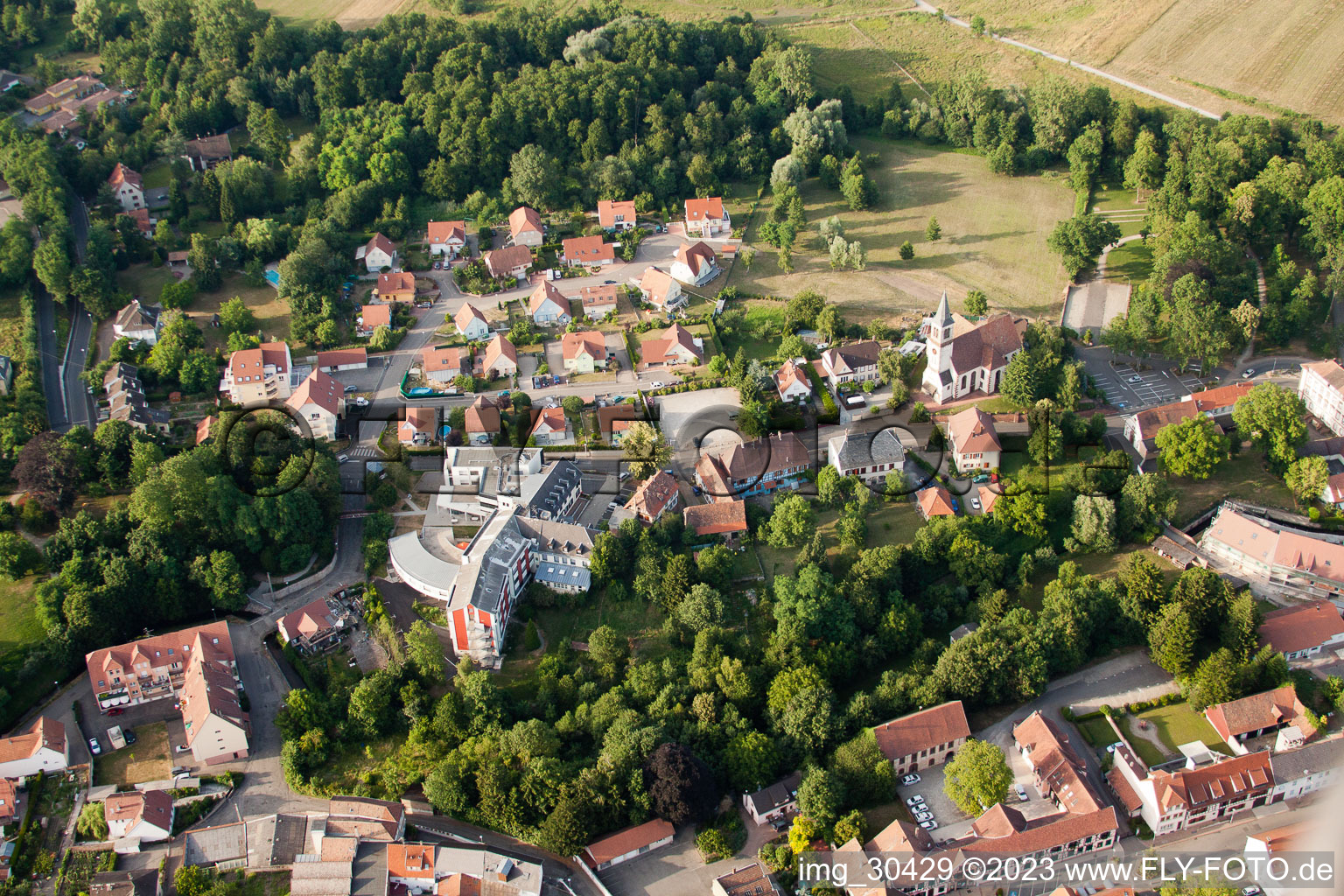 Bischwiller in the state Bas-Rhin, France from a drone