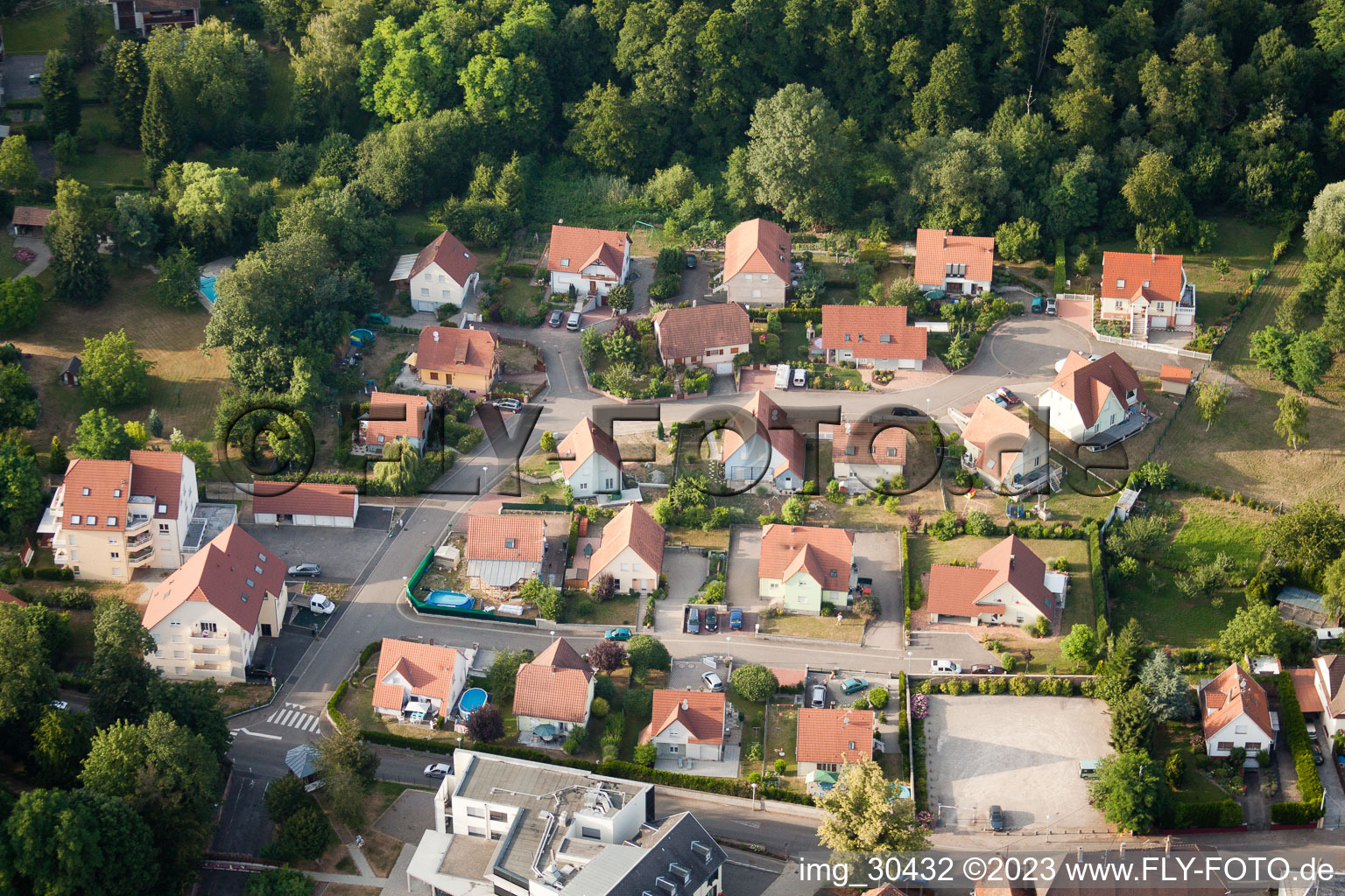 Aerial photograpy of Bischwiller in the state Bas-Rhin, France