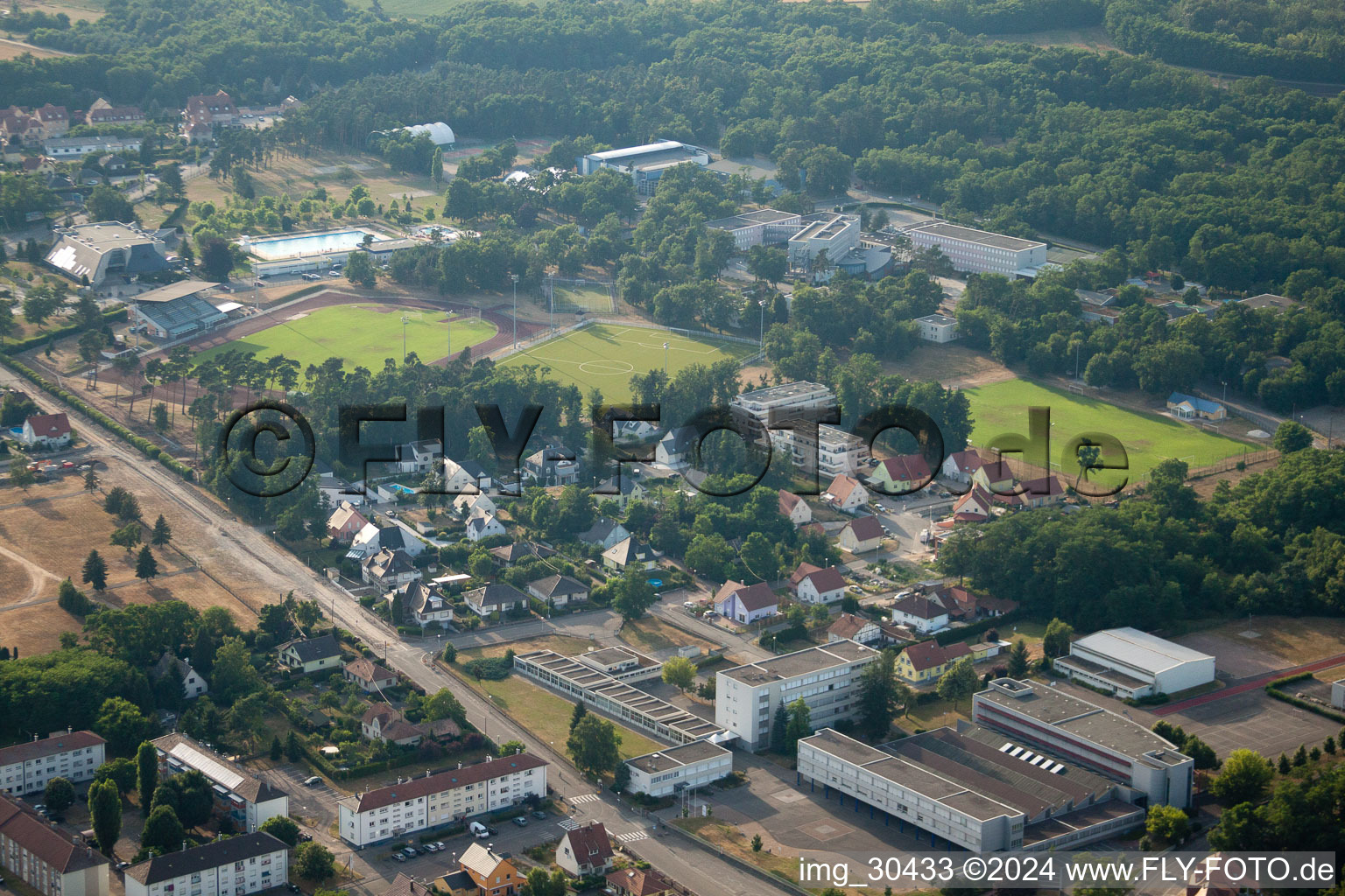 Oblique view of Bischwiller in the state Bas-Rhin, France