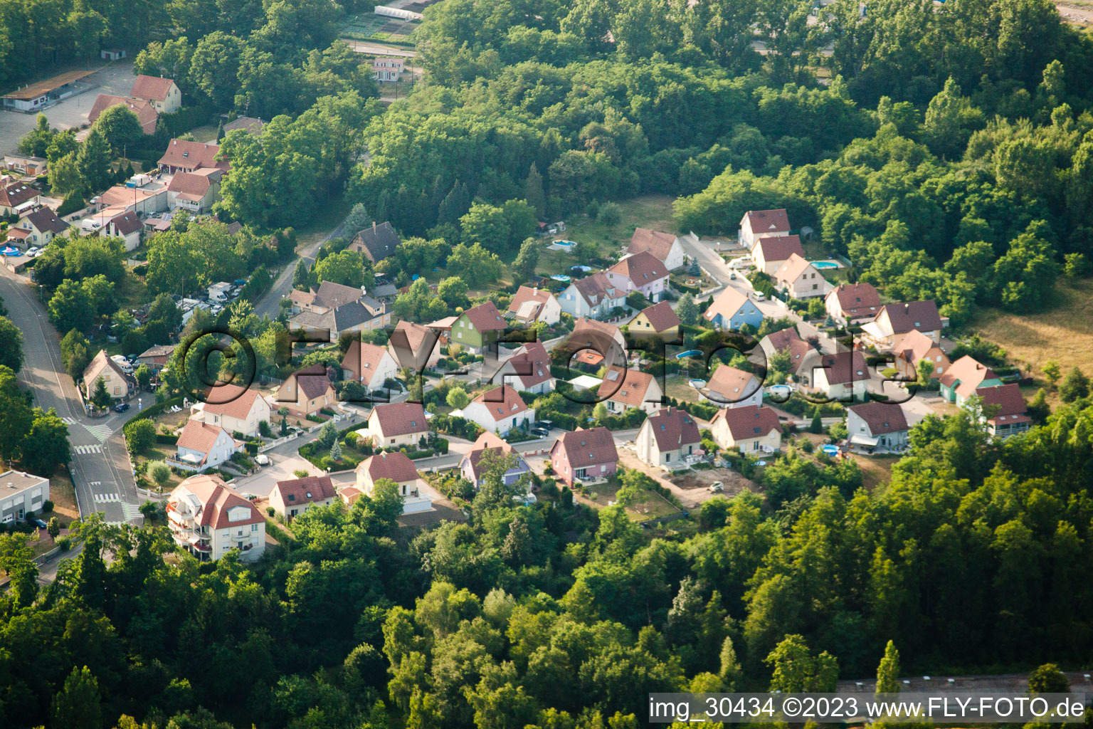 Bischwiller in the state Bas-Rhin, France from above