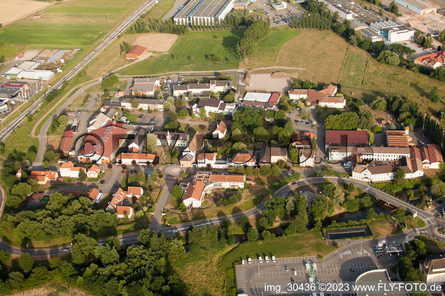 Bischwiller in the state Bas-Rhin, France seen from above