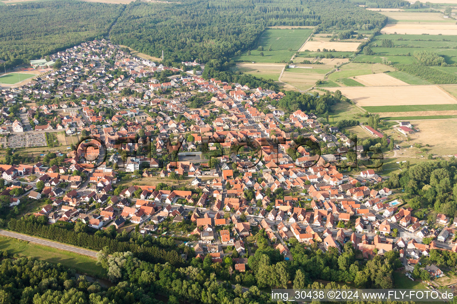 Town View of the streets and houses of the residential areas in Oberhoffen-sur-Moder in Grand Est, France