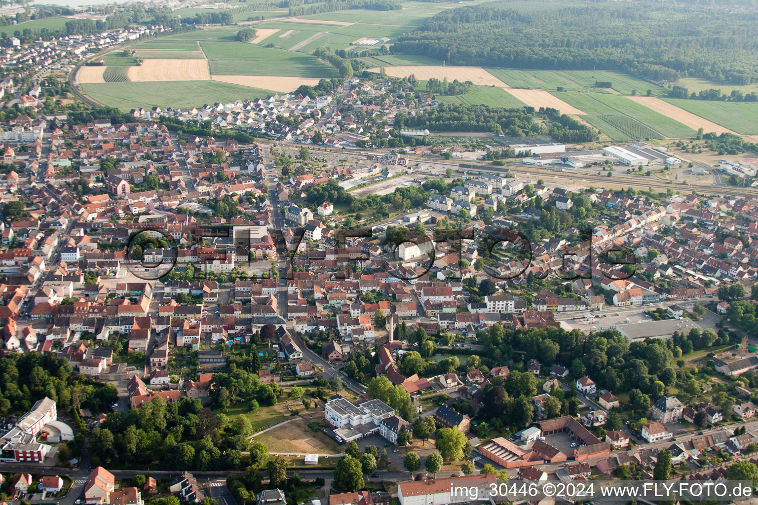 Aerial photograpy of From the north in Bischwiller in the state Bas-Rhin, France