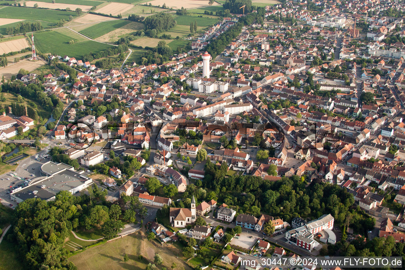 Oblique view of From the north in Bischwiller in the state Bas-Rhin, France