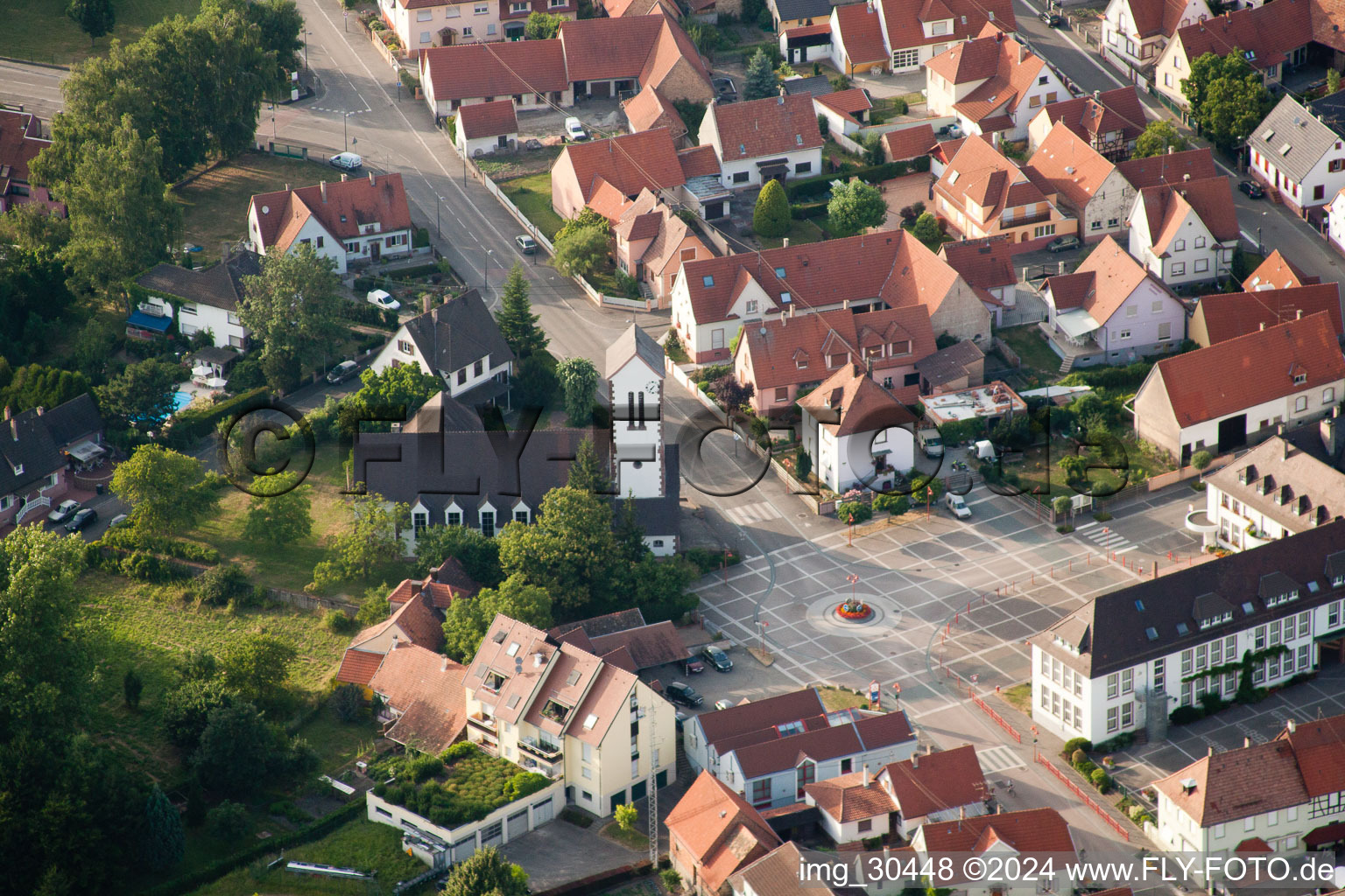 Oberhoffen-sur-Moder in the state Bas-Rhin, France from above