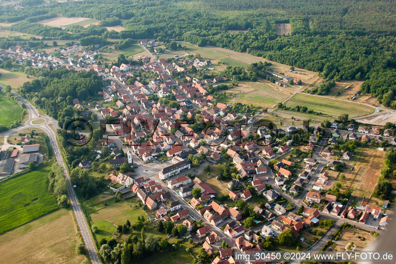 Oberhoffen-sur-Moder in the state Bas-Rhin, France out of the air