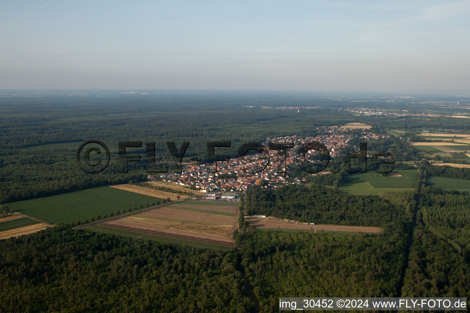 Schirrhein in the state Bas-Rhin, France from the plane