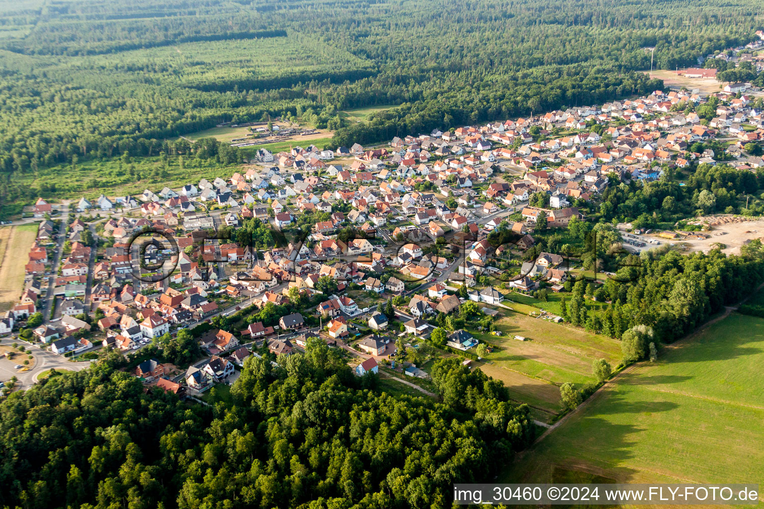 Aerial photograpy of Village view in Schirrhein in the state Bas-Rhin, France