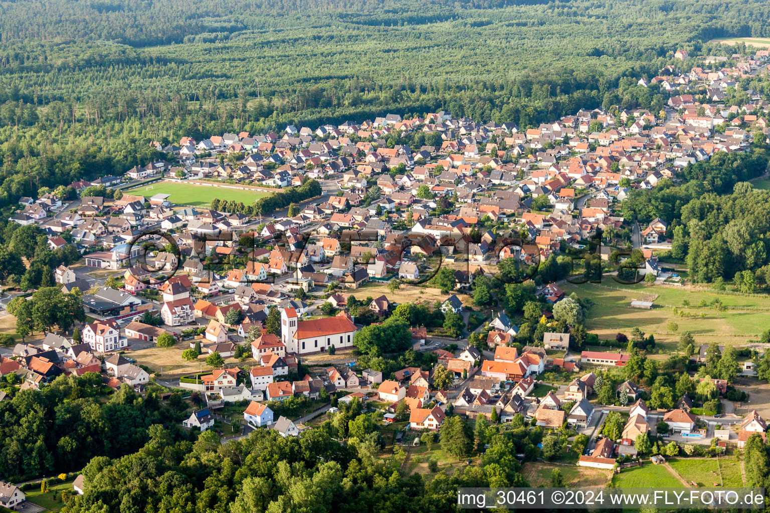 Oblique view of Village view in Schirrhein in the state Bas-Rhin, France