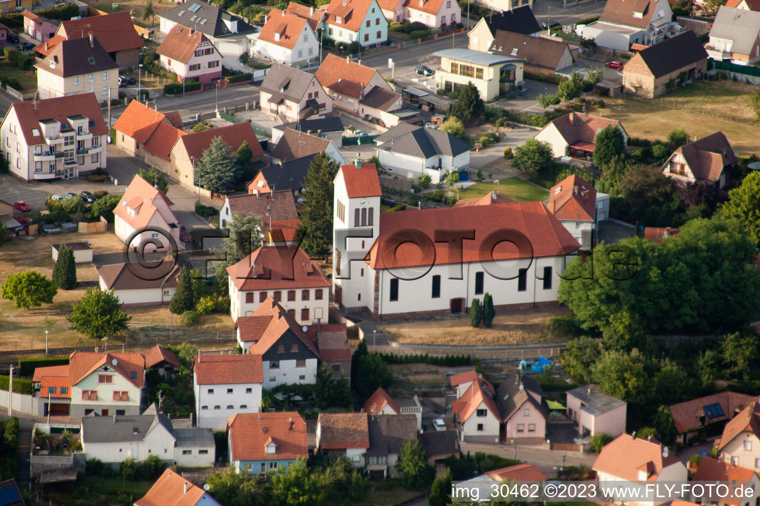 Schirrhein in the state Bas-Rhin, France viewn from the air