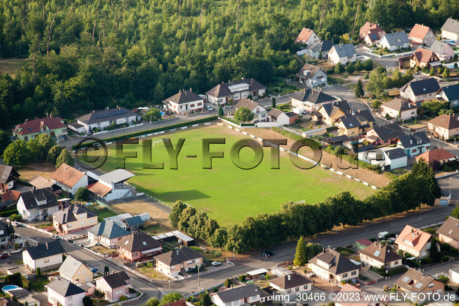 Aerial view of Schirrhoffen in Schirrhein in the state Bas-Rhin, France