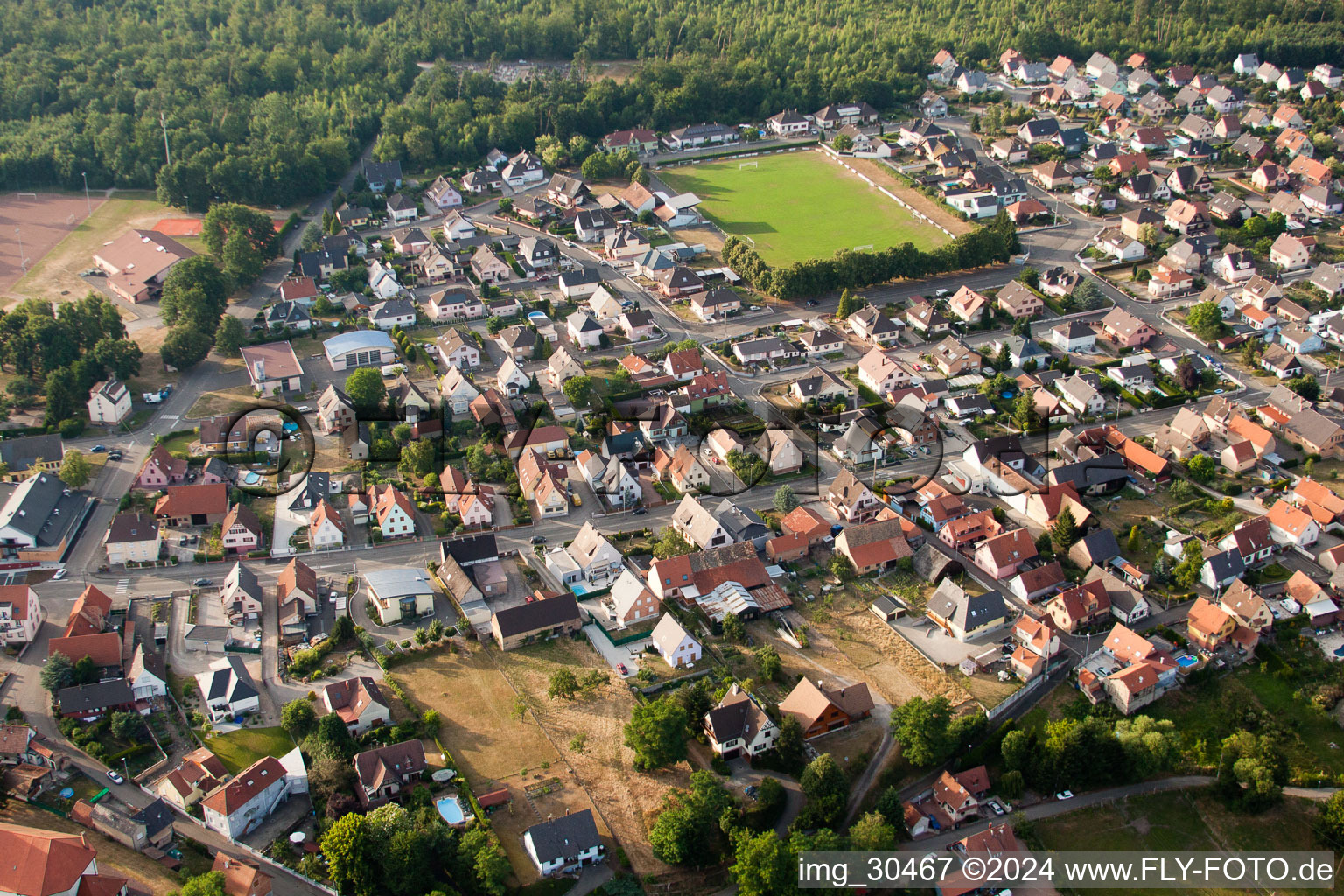 Schirrhoffen in the state Bas-Rhin, France seen from above