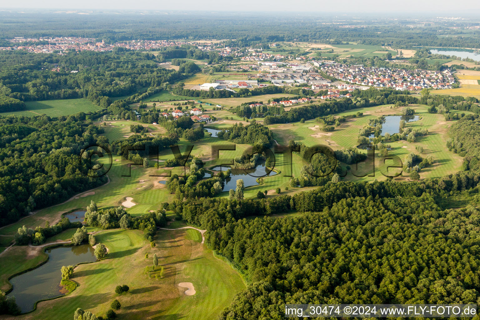 Aerial view of Grounds of the Golf course at Golfclub Soufflenheim Baden-Baden in Soufflenheim in Grand Est, France