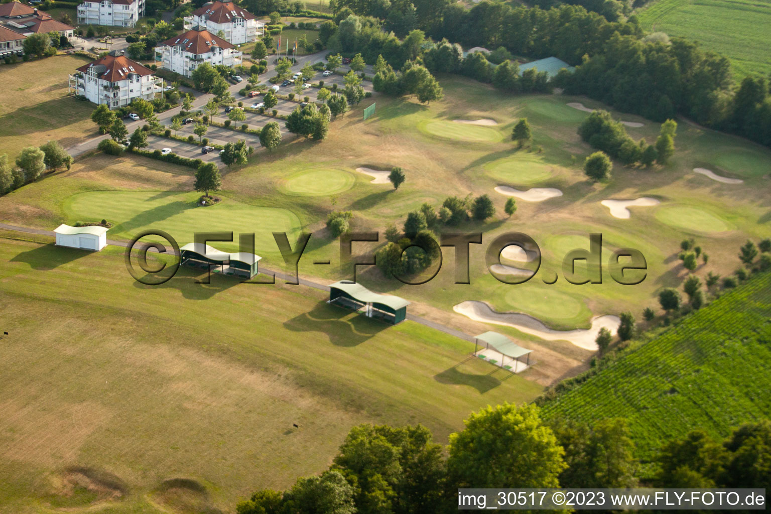 Golf club Soufflenheim Baden-Baden in Soufflenheim in the state Bas-Rhin, France from the drone perspective