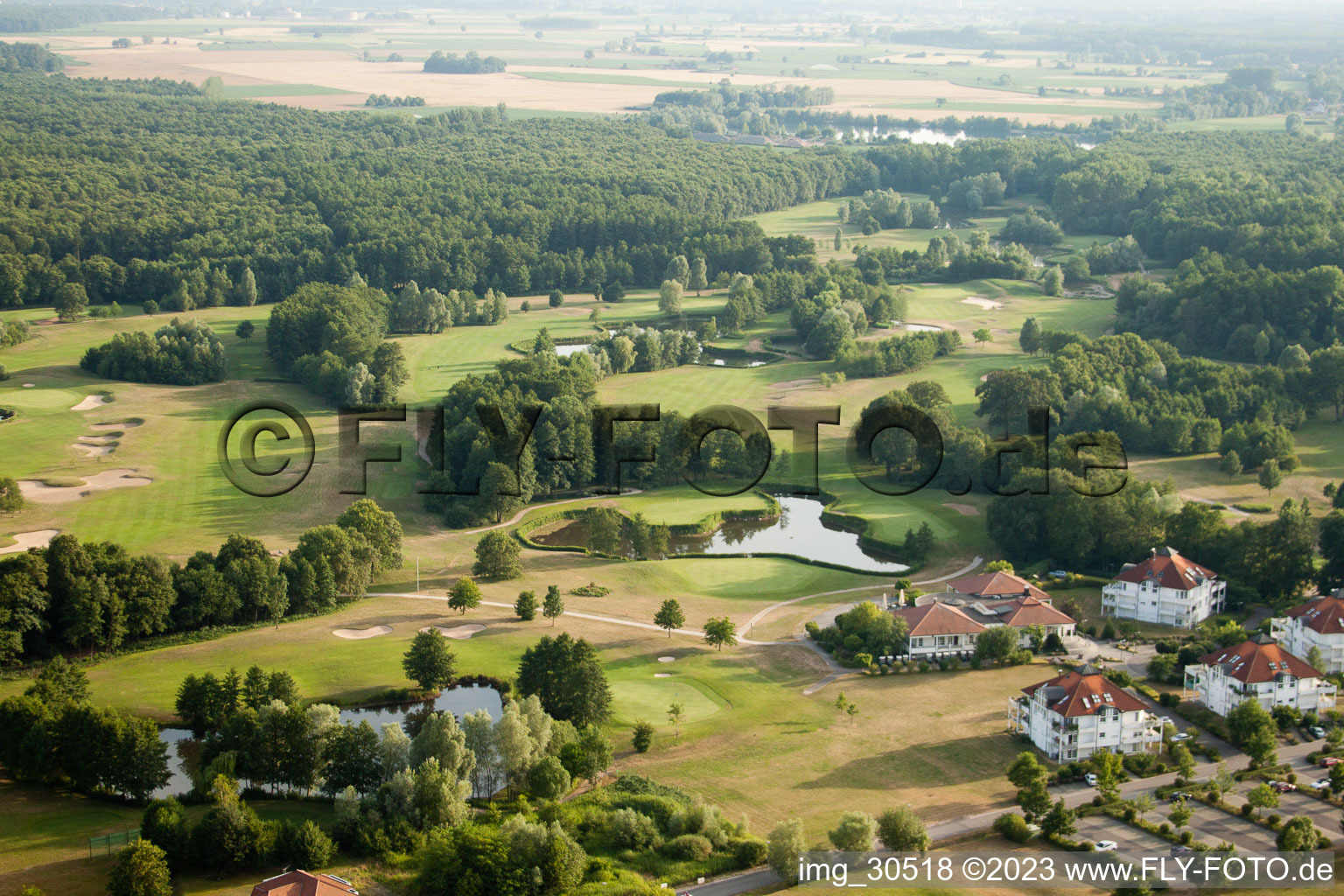 Golf club Soufflenheim Baden-Baden in Soufflenheim in the state Bas-Rhin, France from a drone