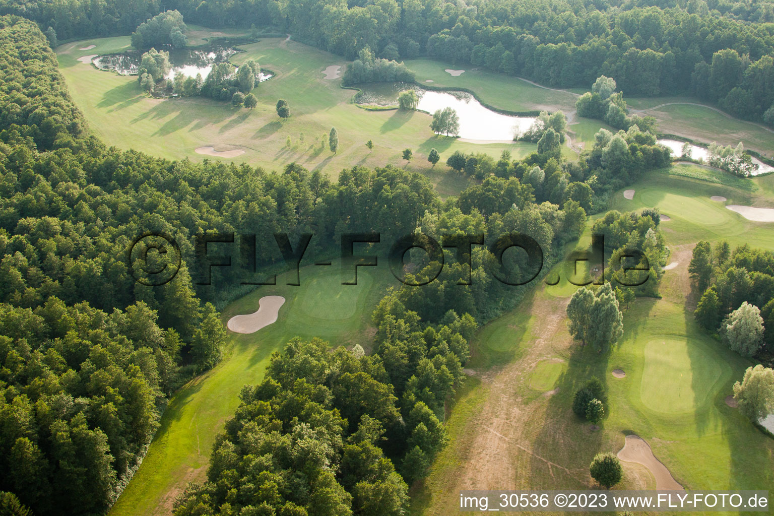 Golf club Soufflenheim Baden-Baden in Soufflenheim in the state Bas-Rhin, France seen from a drone