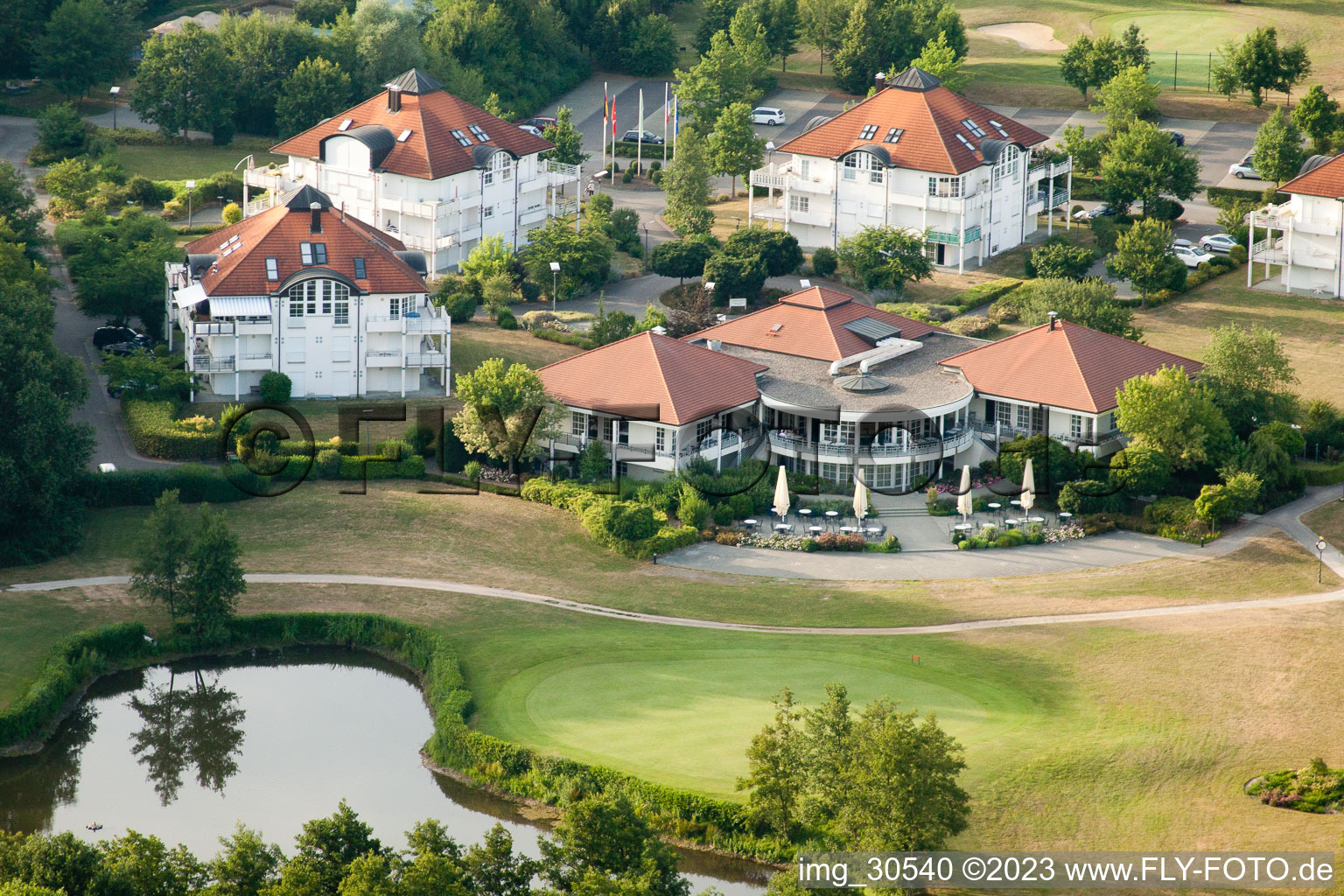 Oblique view of Golf club Soufflenheim Baden-Baden in Soufflenheim in the state Bas-Rhin, France