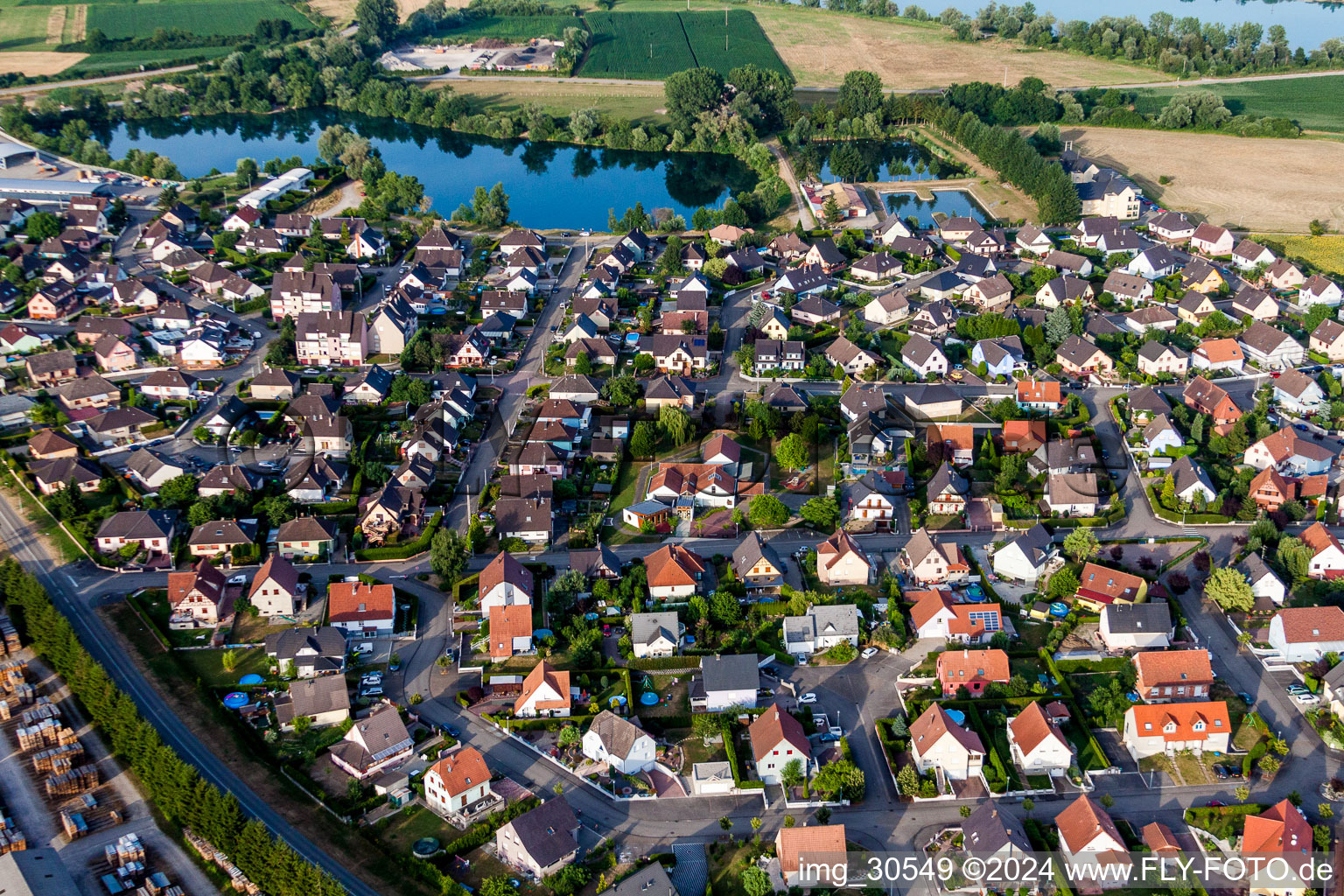 Aerial view of Settlement area in Soufflenheim in Grand Est, France