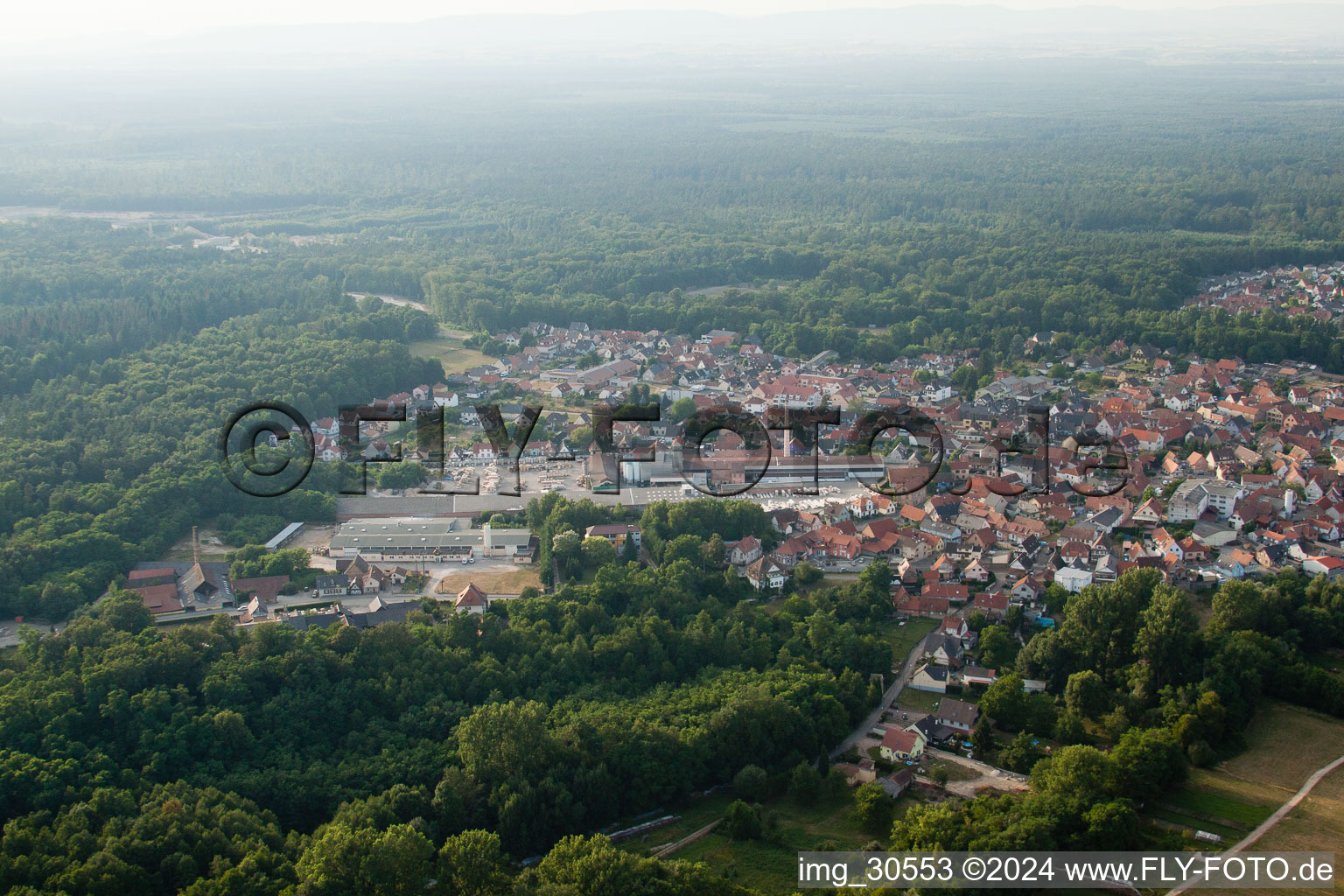 Soufflenheim in the state Bas-Rhin, France from above