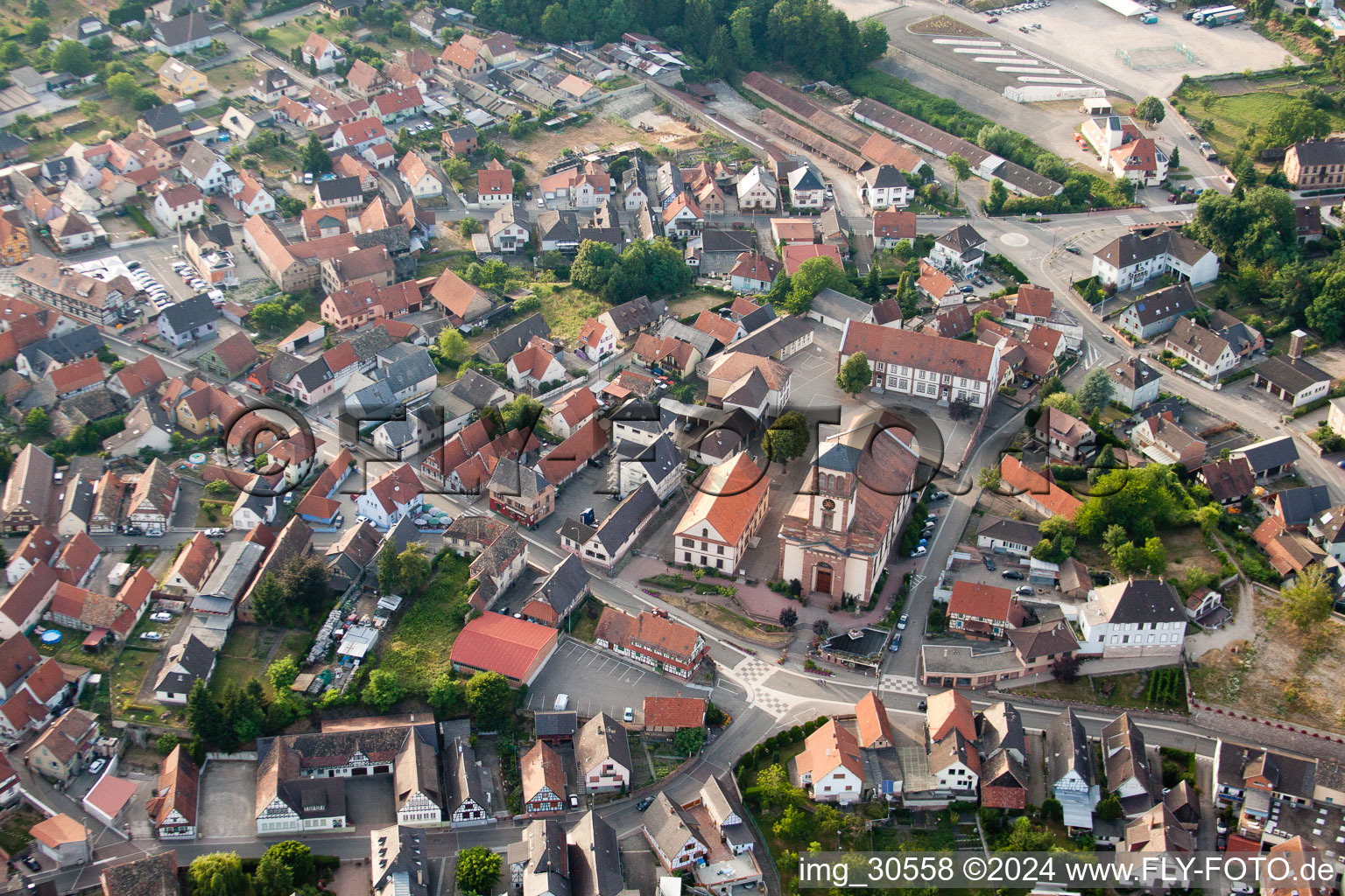 Soufflenheim in the state Bas-Rhin, France viewn from the air