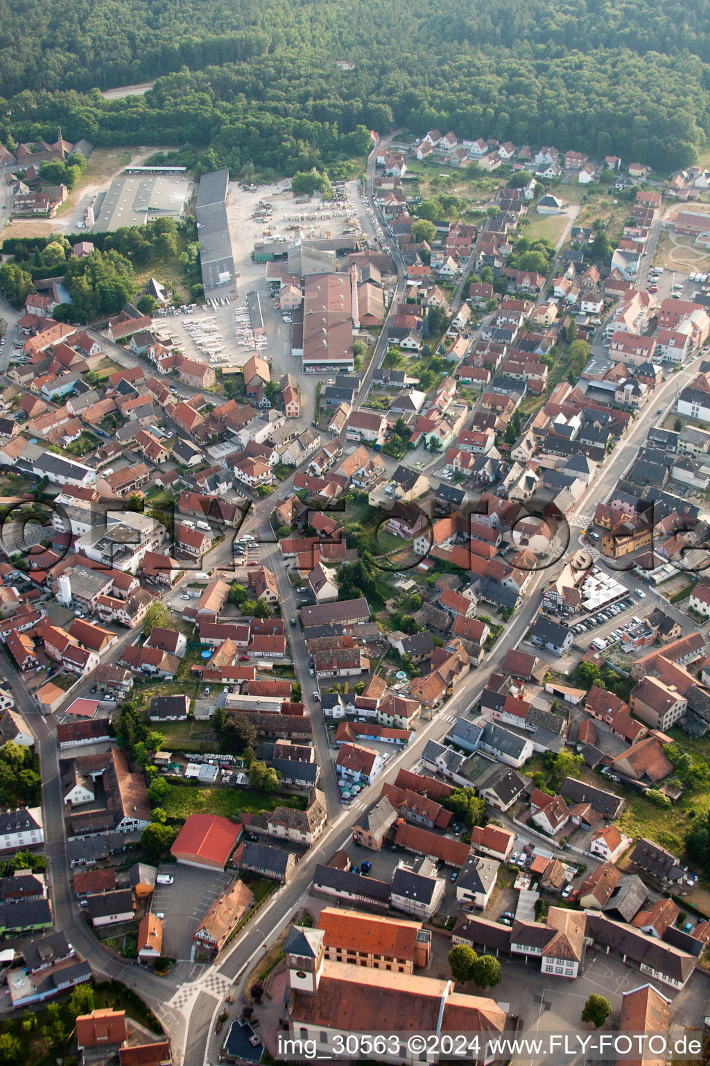 Soufflenheim in the state Bas-Rhin, France seen from a drone