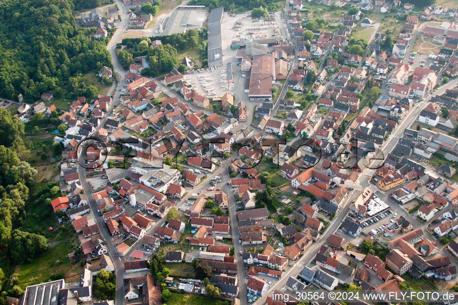 Aerial view of Soufflenheim in the state Bas-Rhin, France