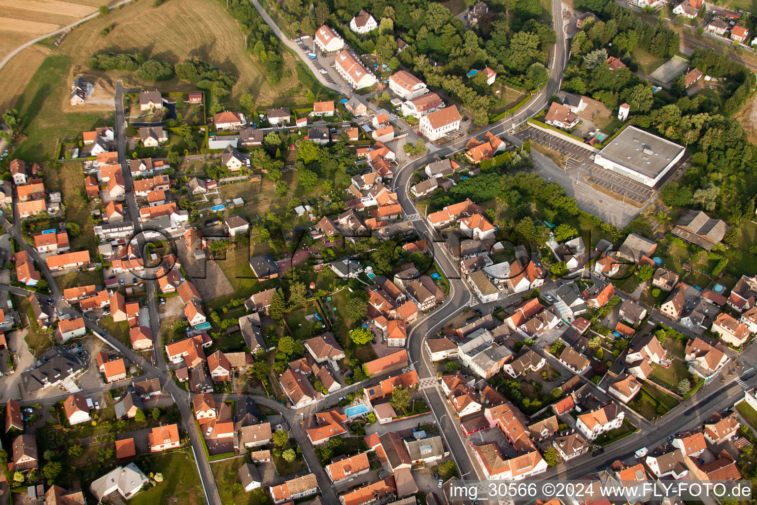 Oblique view of Soufflenheim in the state Bas-Rhin, France