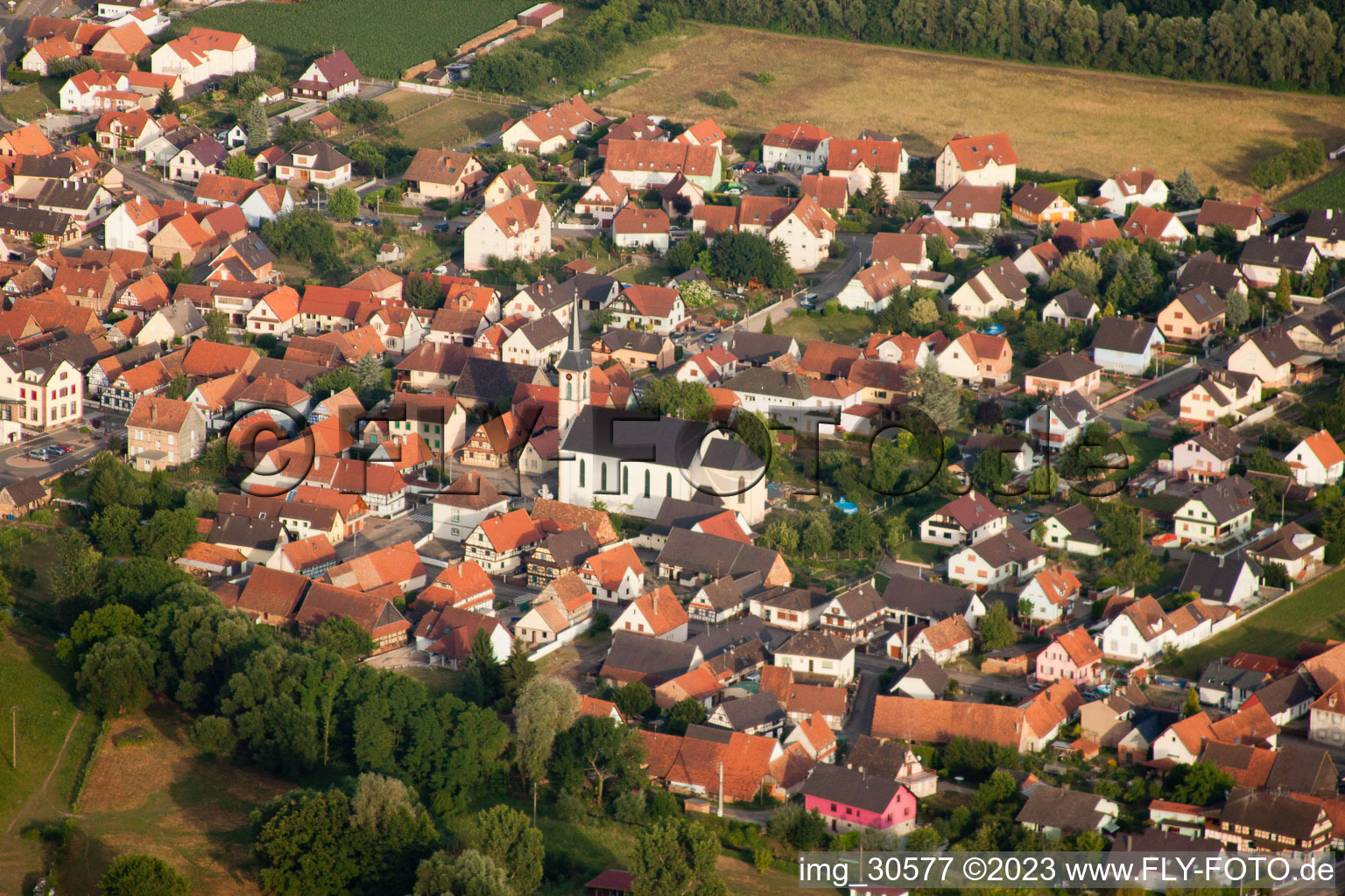 Aerial photograpy of From the southwest in Leutenheim in the state Bas-Rhin, France