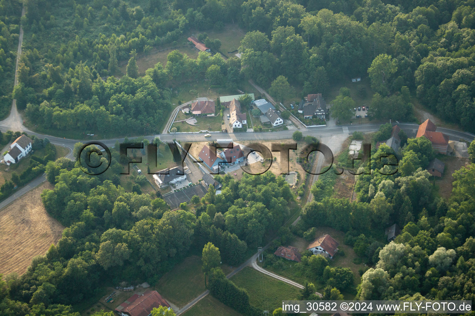 Aerial photograpy of Koenigsbruck in Leutenheim in the state Bas-Rhin, France