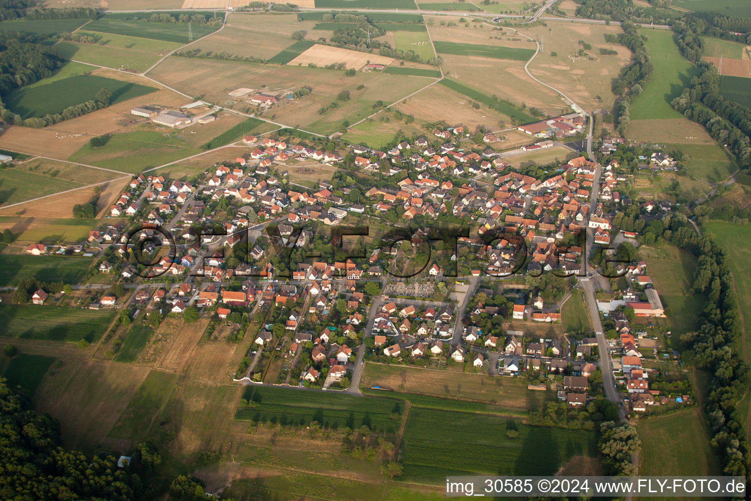 Forstfeld in the state Bas-Rhin, France viewn from the air