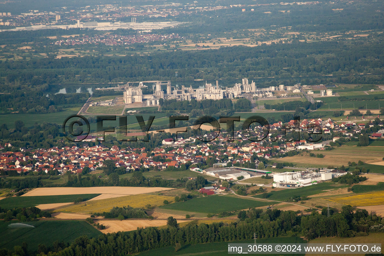 Drone image of Beinheim in the state Bas-Rhin, France