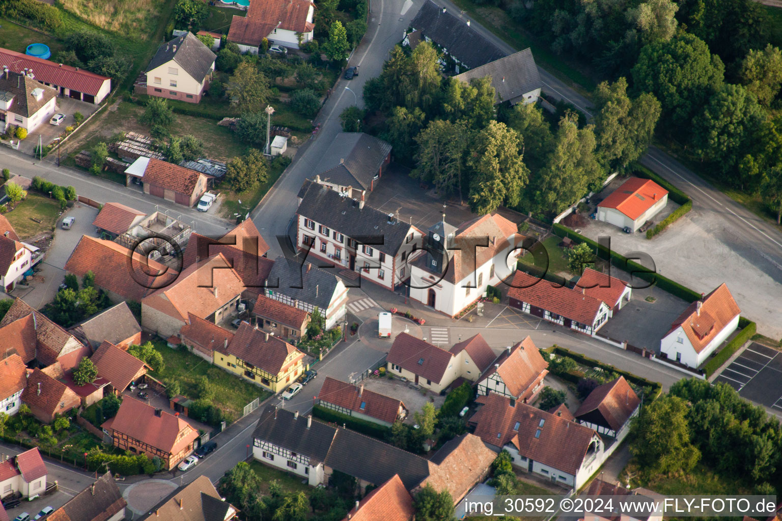 Forstfeld in the state Bas-Rhin, France from the drone perspective