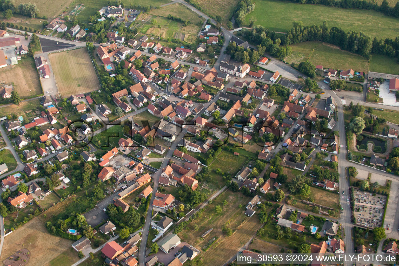 Forstfeld in the state Bas-Rhin, France from a drone