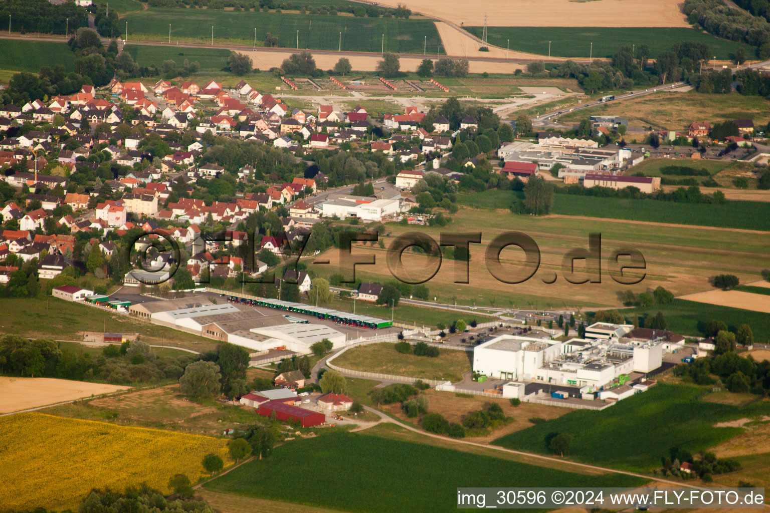 Forstfeld in the state Bas-Rhin, France seen from a drone